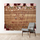 Lofaris Floral Mr Mrs Glitter Backdrop for Wedding Ceremony